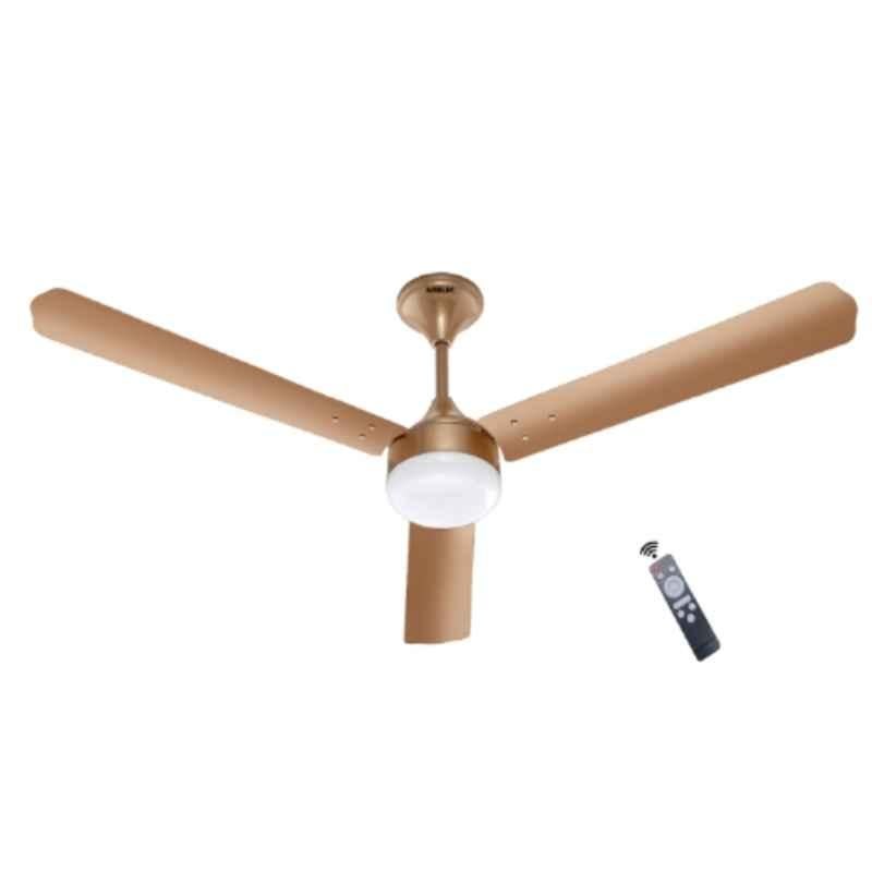 Airelec Gloria Stylo 28W 350rpm 5 Star Metallic Golden 3 Blade BLDC Ceiling Fan with Remote & 2 Years Warranty, AIRCFH1-02, Sweep: 1200 mm (Pack of 2)