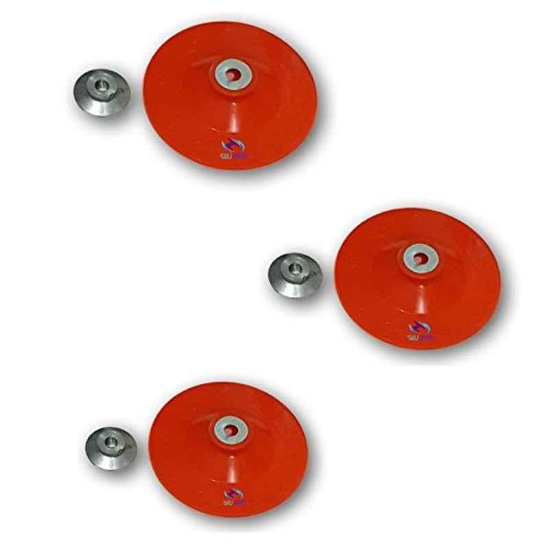 Krost 5inch Plastic Backing Pad With Grinder Nut For Sanding Sander Polisher/Angle Grinder M10, Pack Of 3