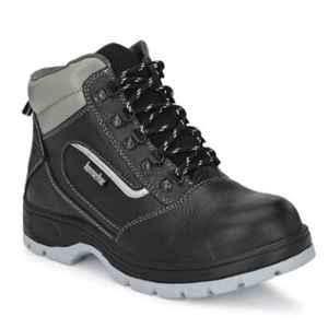 Kavacha S121 Pure Leather Black Steel Toe Work Safety Shoes, Size: 9