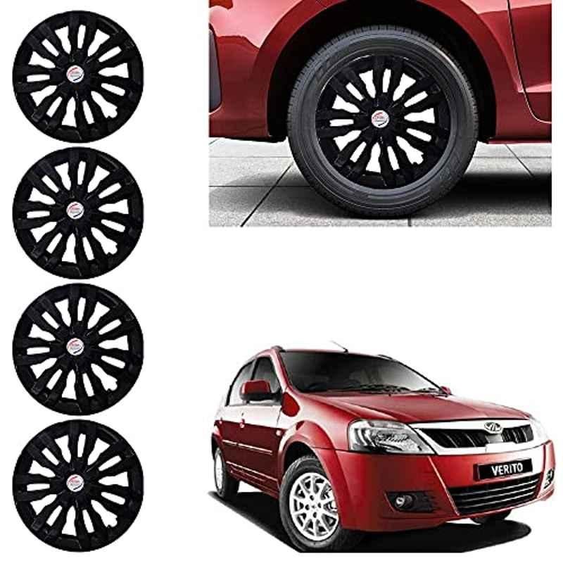 Auto Pearl 4 Pcs 14 inch ABS Black Wheel Cover Set for Mahindra Verito