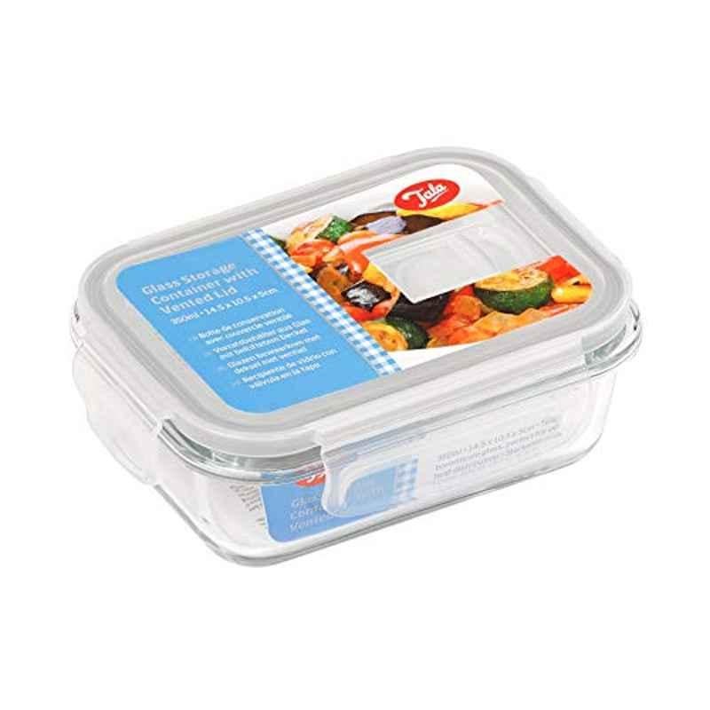 Tala 350ml Borosilicate Glass Clear Rectangular Storage Container with Vented Lid, 10A11242