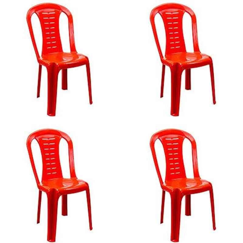 Italica Polypropylene Red Luxury Arm Chair, 9312-4 (Pack of 4)