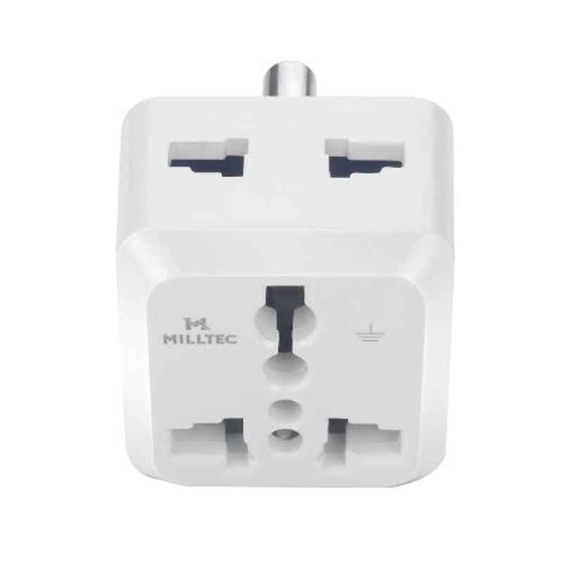 Milltec 10A 3 Pin White Classic Multi Plug, 1069 (Pack of 2)