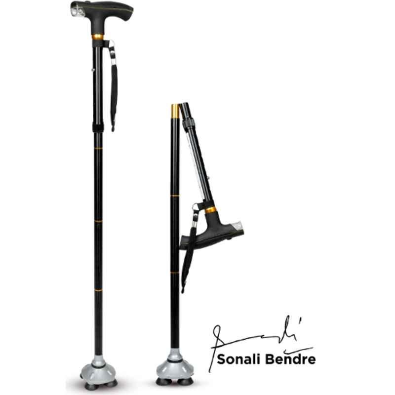 Buy Entros Aluminum Height Adjustable Folding Small Quadripod Walking Stick  with LED Light, KL931L Online At Price ₹1792