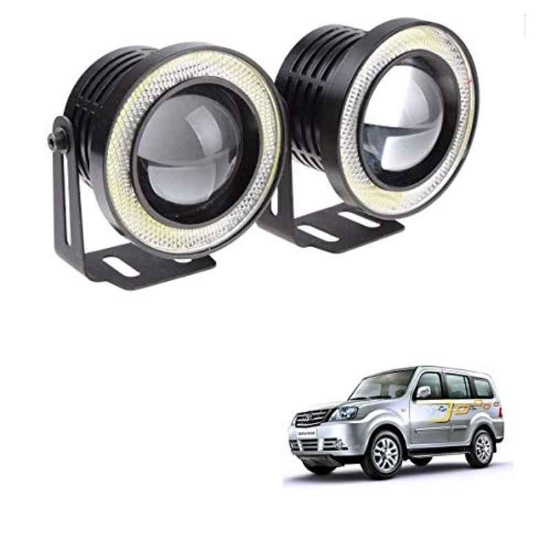 Kozdiko 2 Pcs 15W 3.5 inch High Power White LED Projector COB Fog Light Set with White Angel Eye Ring for Tata Sumo Grand, koz_89245