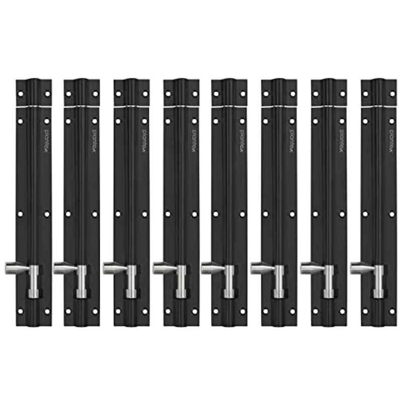 Plantex Stainless Steel 8 inch Black Tower Bolt/Door Latch/Kundi/Chitakini/Door Latch for Windows & Main Door (Pack of 8)- APS-6007-BLACK-8INCH-TOWER-BOLT-PK-8