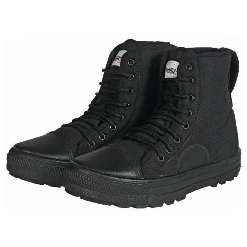Unistar Synthetic Leather PVC Sole Black Work Safety Boots, 1001_Black, Size: 6