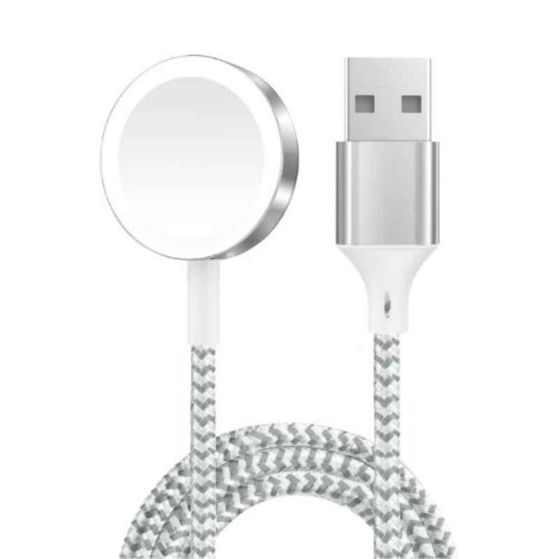 Green Lion 1.2m Silver USB-A Magnetic Braided Charging Cable, GNMCCISL
