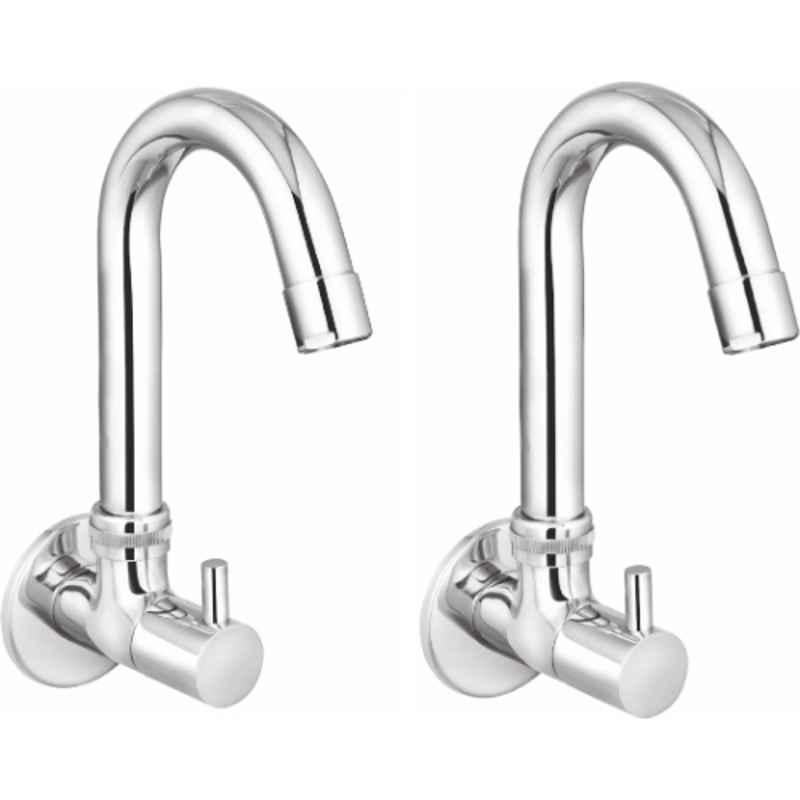Prestige Dove Brass Chrome Finish Sink Cock with Wall Flange (Pack of 2)