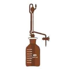 Glassco 25ml Boro 3.3 Glass Automatic Amber Zero Burette with 2000ml Bottle & PTFE Stopcock, 122.523.02AB