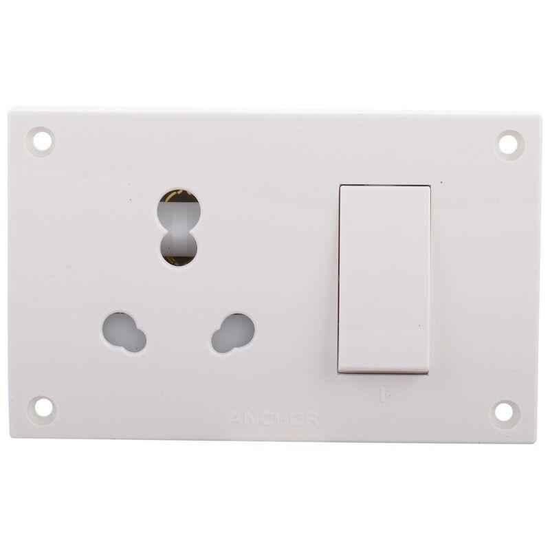 Anchor Penta 20A & 10A White Combined Universal Switch Socket with 4 Fixing Holes, 14615