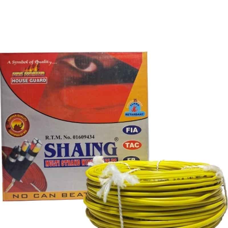 SHAING 1.5 Sqmm Single Core Yellow FR PVC Insulated CCR Copper Wire for Domestic & Industrial Purpose, Length: 91 m
