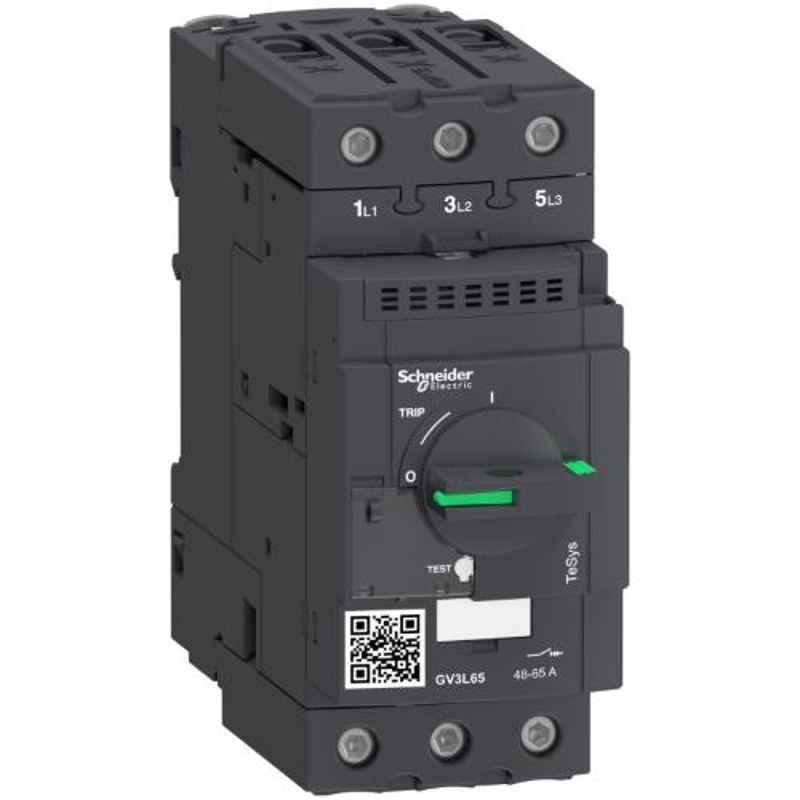 Schneider Electric TeSys GV3 65A 3 Pole Magnetic Rotary Handle Everlink Terminal Motor Circuit Breaker, GV3L65