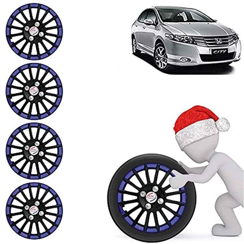 Auto Pearl 4 Pcs 15 inch ABS Black & Blue Car Wheel Cover Set for Honda City