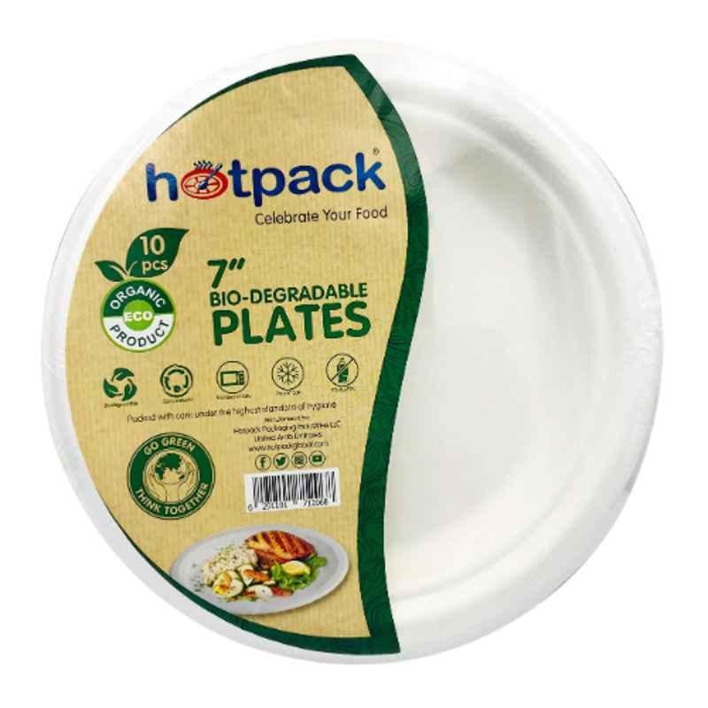 Hotpack 10Pcs 7 inch Paper Pulp Plate Set, HSMBDRP7