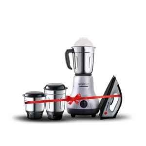 DigiSmart 750W Plastic Grey & Black Mixer Grinder with 3 Jars & 1150W Dry Iron Combo & 2 Years Warranty