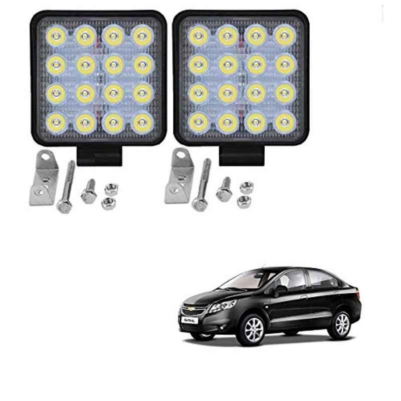 Kozdiko 2 Pcs 48W 16 LED White Bright Beam Square Fog Light Set for Chevrolet Sail, koz_92790