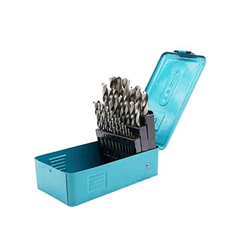 K-Mann 25Pcs 1-13mm High Speed Steel Silver Drill Bit Set, 501K25