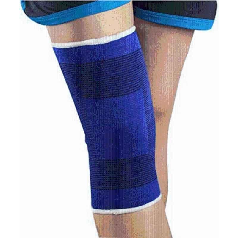 Matrica Blue & Black Striped Stretch Knee Support Pullover Sleeve for Knee Support, Size: Free