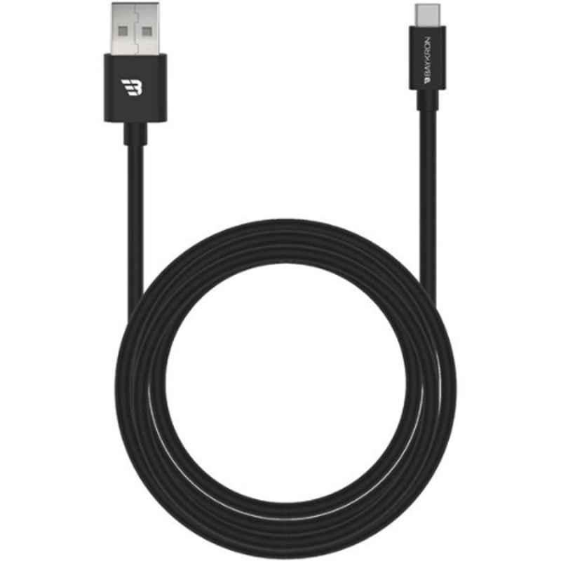 Baykron 3A 1.2m TPU Black USB A to USB Type C Cable, BKR-SL-TC-BLK12