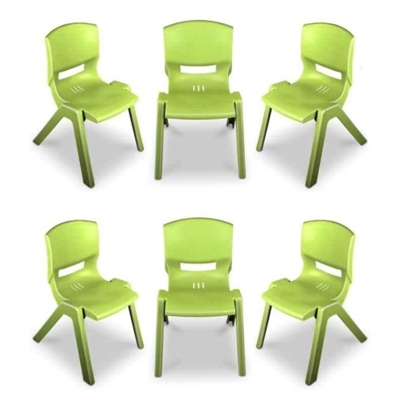 Maharaja Rocky 430x375x705mm Plastic Green Armless Chair for Study, Play School & Home Use (Pack of 6)