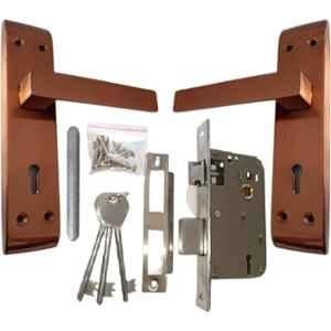 Ojass 70mm Steel Maroon Double Turn Mortise Door Lock Set, A128 KY