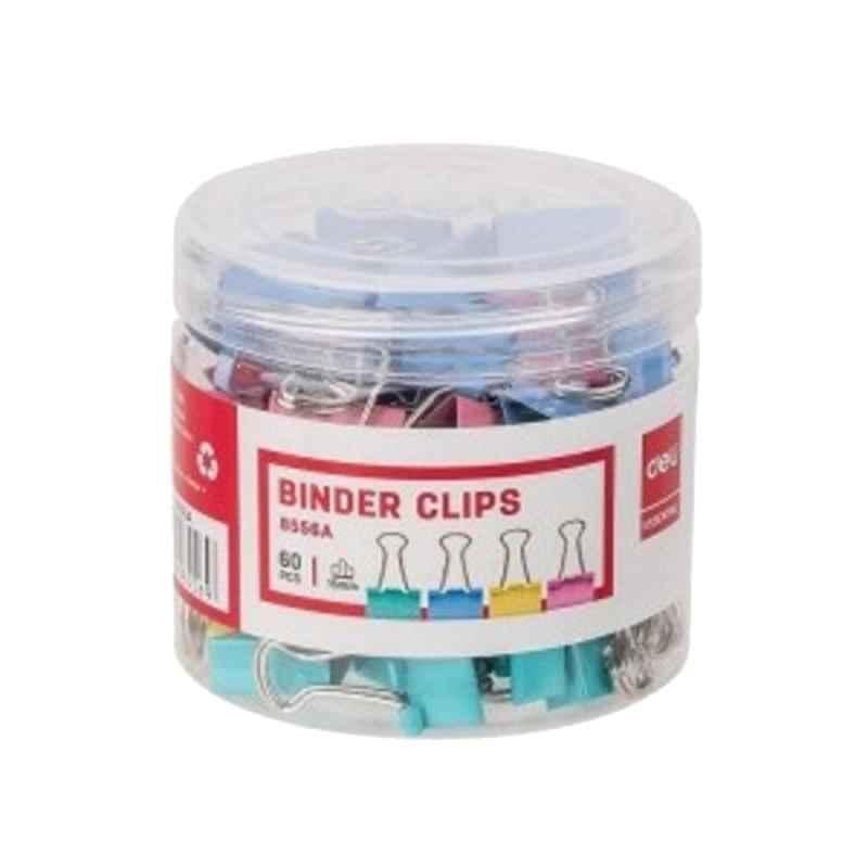 Deli 8556A 15mm Color Binder Clips, (Pack of 60 Clips)