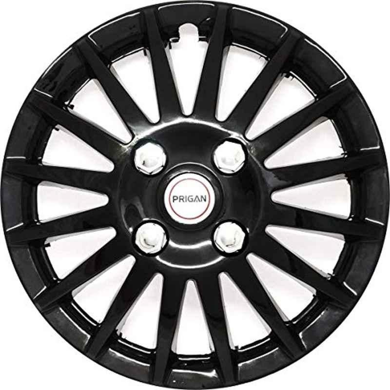Prigan 4 Pcs 15 inch Glossy Black Press Fitting Wheel Cover Set for Honda Jazz (Petrol)