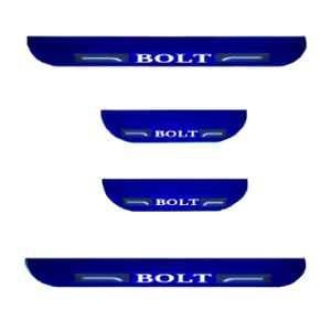 Car Accessories Hub 4 Pcs Acrylic Black Sill Scuff Plate Set with Blue LED for Tata Bolt All Model