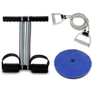 Shopeleven Stainless Steel & Plastic Double Spring Tummy Trimmer, Twister & Toninh Tube Combo