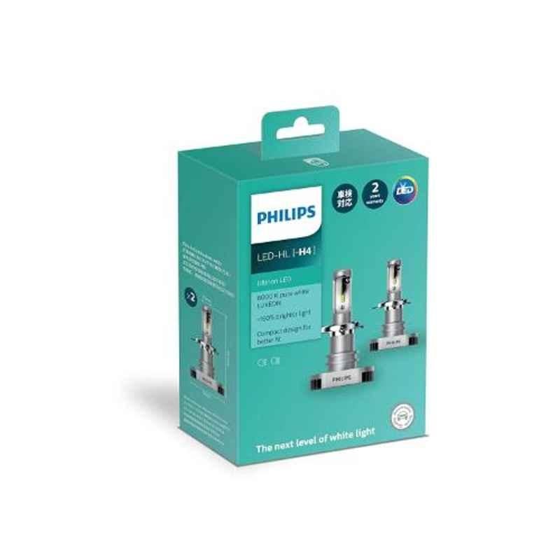 Philips P 43t H4 Pure White Luxeon 2 Pcs Ultinon LED Lamp 6000K Pure White  Luxeon