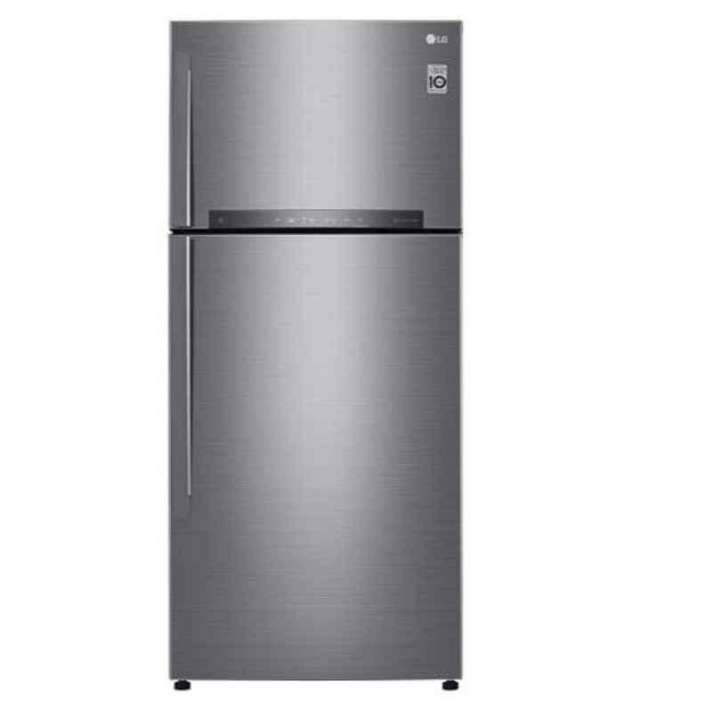 LG 516L 3 Star Grey Frost Free Double Door Refrigerator with Top Mount Freezer, GN-H602HLHU