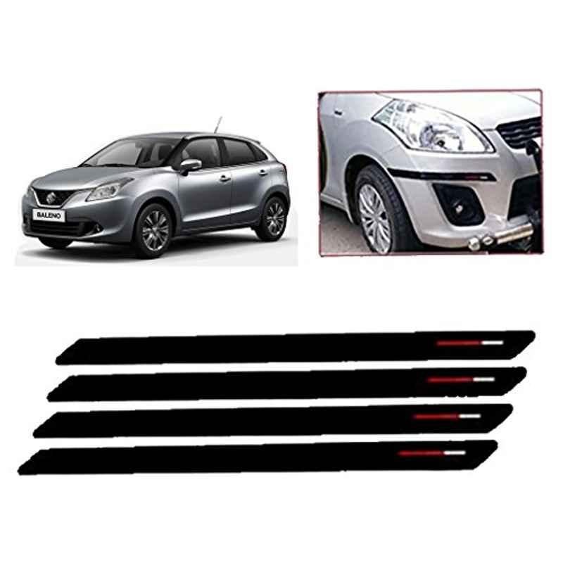 Kozdiko 4 Pcs Black & Red Bumper Protector Set for Maruti Baleno