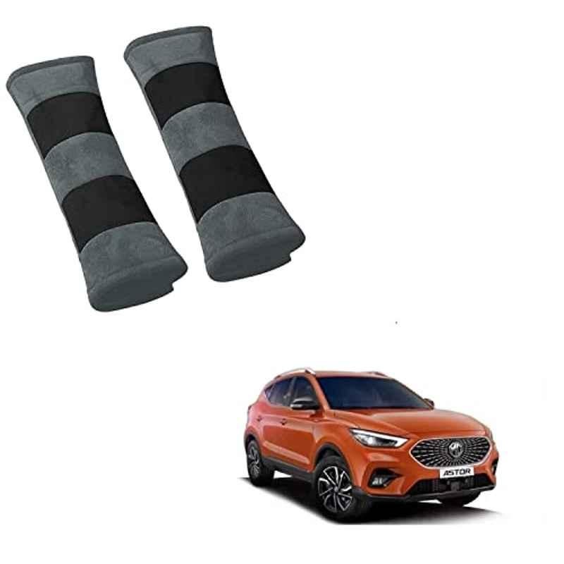 Kozdiko 2 Pcs Grey & Black Car Seat Belt Cushion Set for MG Astor