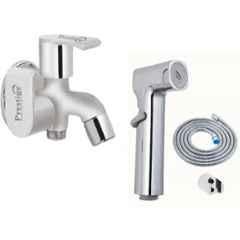 Prestige Waterfall Brass Chrome Finish 2 Way Bib Cock with Jazz Health Faucet