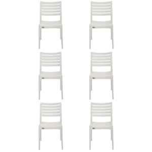 Supreme Omega Milky White Chairs Without Arm (Pack Of 6)