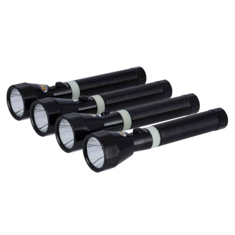 Geepas 216.5mm Aluminium Rechargeable LED Flashlight, GFL4668 (Pack of 4)