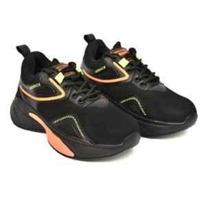 Ambrick 60OR Mesh Black & Orange Steel Toe Industrial Safety Shoes with Air Mix Sole for Men, Size: 8