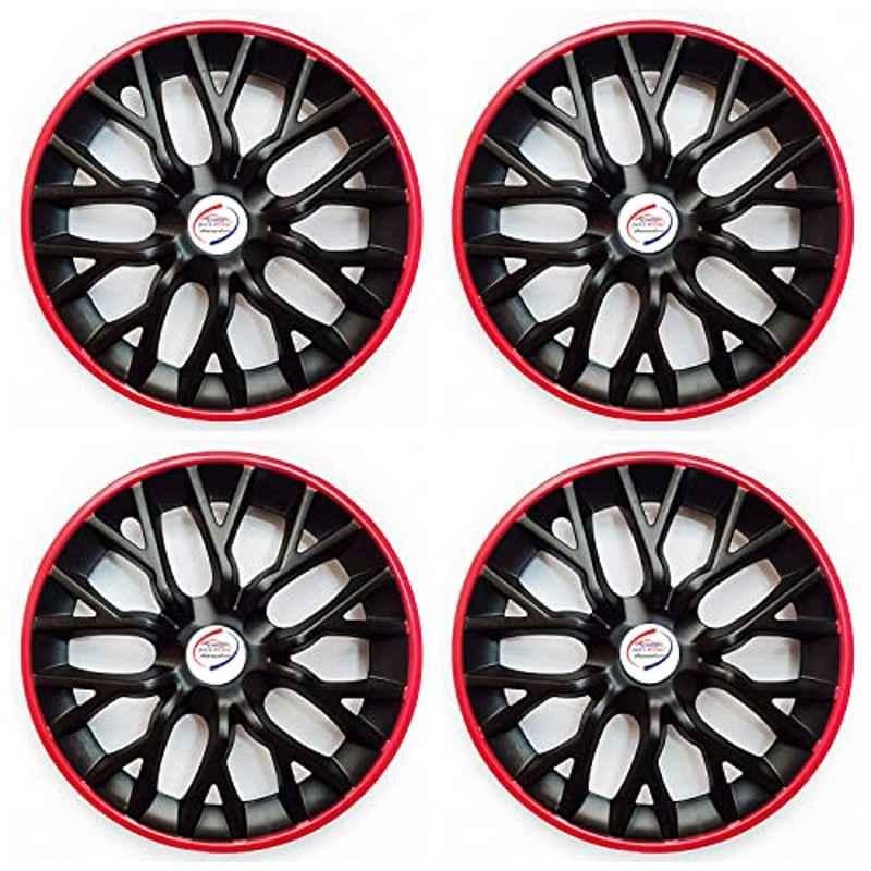 Auto Pearl 4 Pcs 14 inch ABS Black & Red Car Wheel Cover Set for All Cars