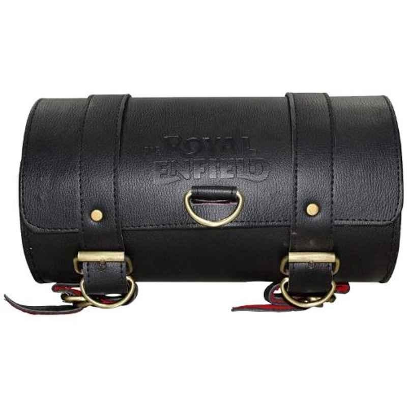 AllExtreme EXRSBBM Black Medium Backseat Round Leatherette Saddle Bag