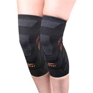 Tynor Air Pro Black & Orange Knee Support Cap, 1020060600, Size: Small