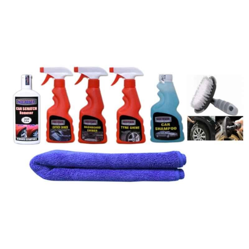 Indopower Ff1064 Car Shampoo , Leather Shiner Spray , Dashboard Shiner Spray, TyreShiner Spray, 1Pc Car Cloth, Scratch Remover, All Tyre Cleaning Brush Kit, AHh1068-picture-10