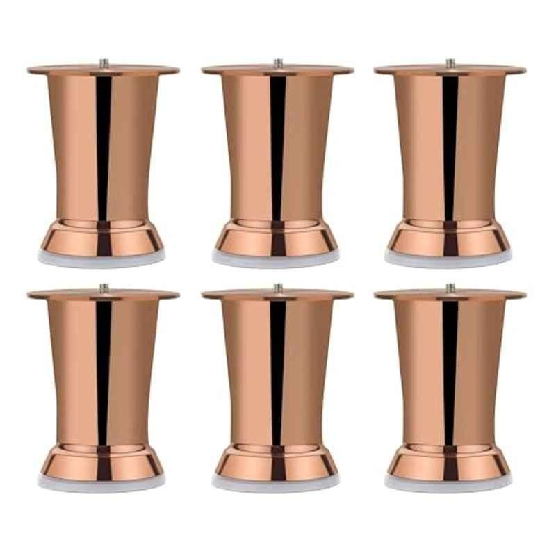 Plantex 4 inch Stainless Steel Antique Brass Round Sofa Legs with Rubber Grip (Pack of 6)