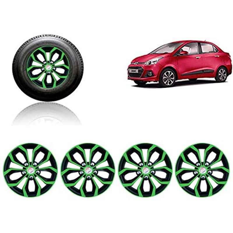Auto Pearl 4 Pcs 14 inch ABS Green & Black Car Wheel Cover Set for Hyundai Xcent