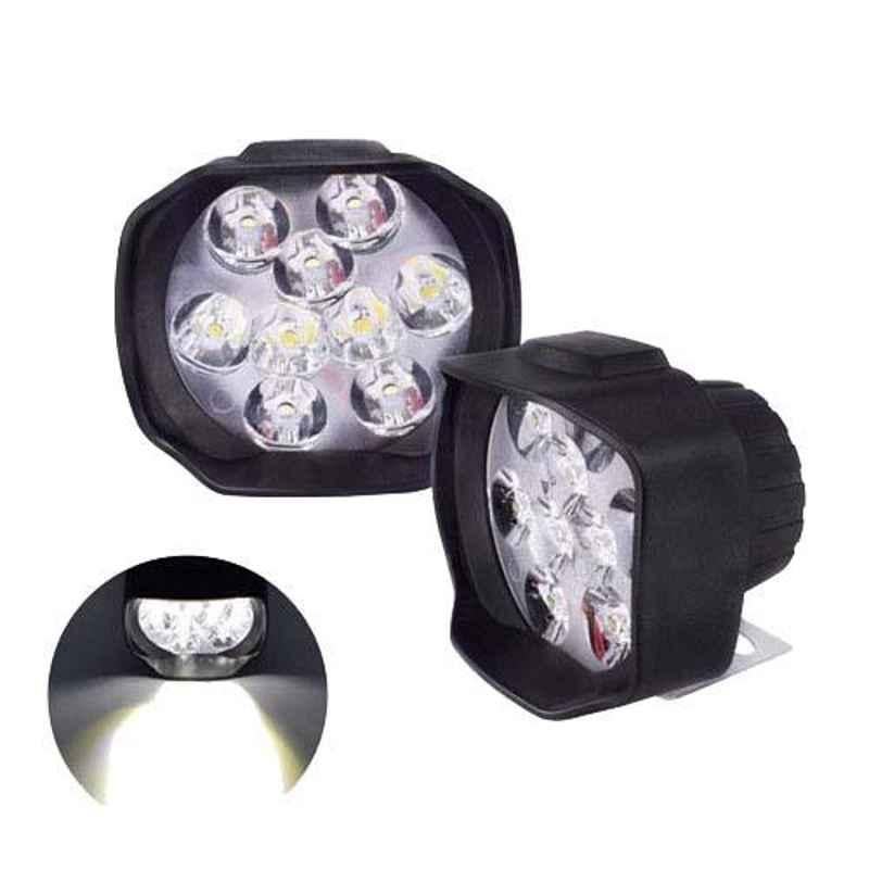 AllExtreme EX9FLW2 15W Shilan 9 LED White Heavy Duty Spot Beam Fog Light Pod Driving Work Lamp Set