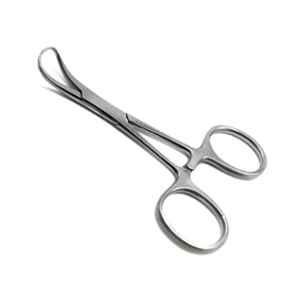Forgesy 5 inch Stainless Steel Silver Curved Backhaus Towel Clamp Forceps, AR407