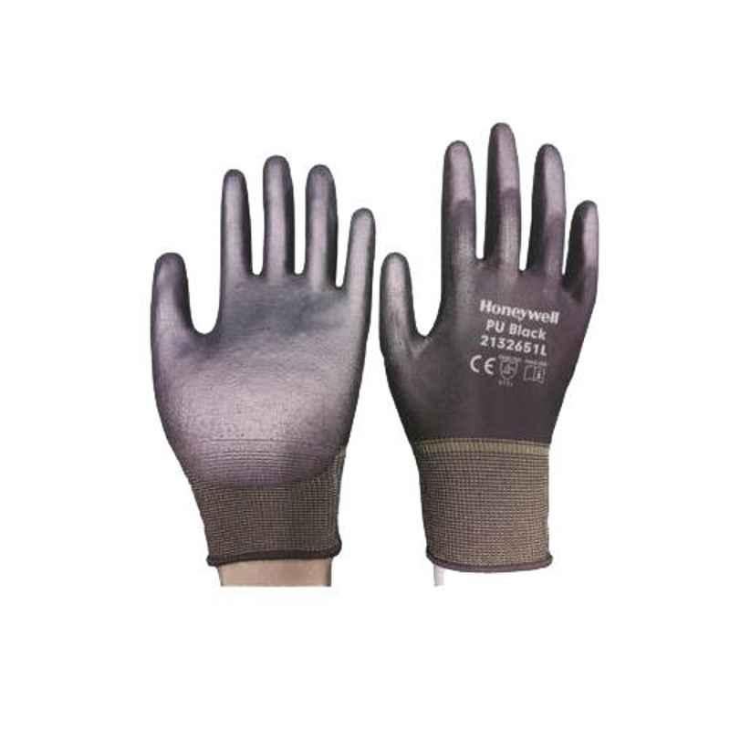Honeywell Black PU Coated Polyester Knitted Glove, Size: L, 2132651