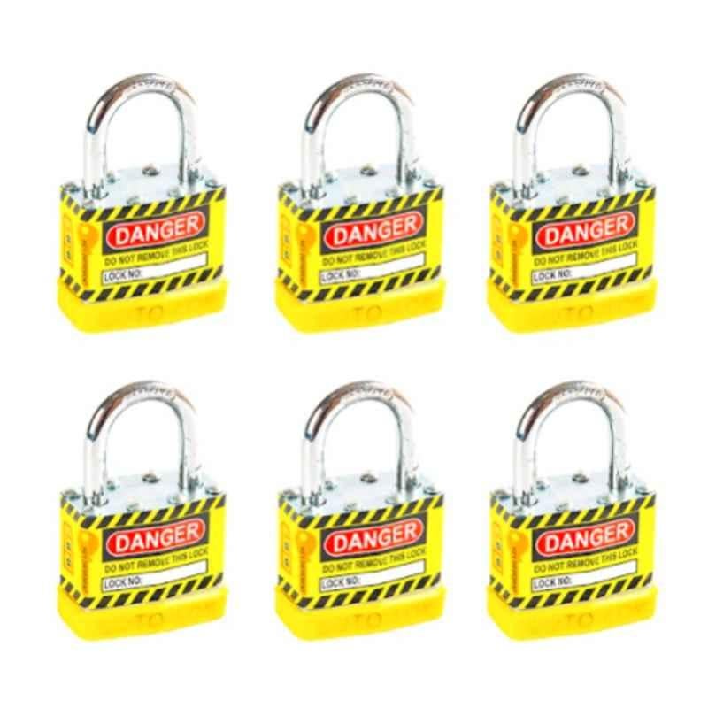 LOTO-LOK 23mm Steel Yellow Laminated Steel Safety Lockout Padlock with 2 Unique Keys Per Lock, 2PTPSYKDS24