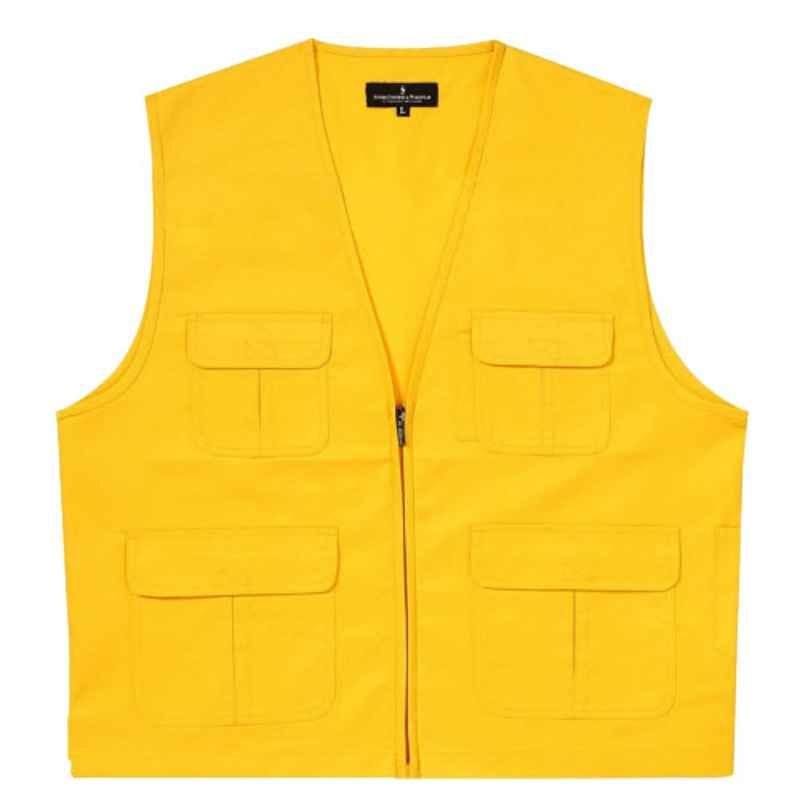 Superb Uniforms Cotton Florescent Yellow Vest Jacket, SUW/Y/VJ-01, Size: 2XL