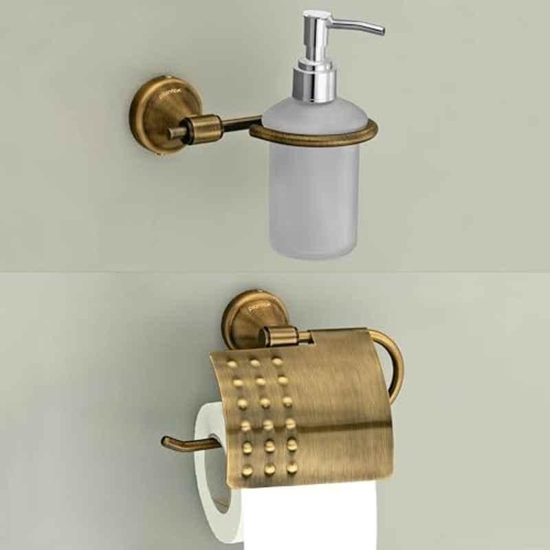 Plantex Niko 2 Pcs Stainless Steel Antique Brass Finish Bathroom Accessories Set